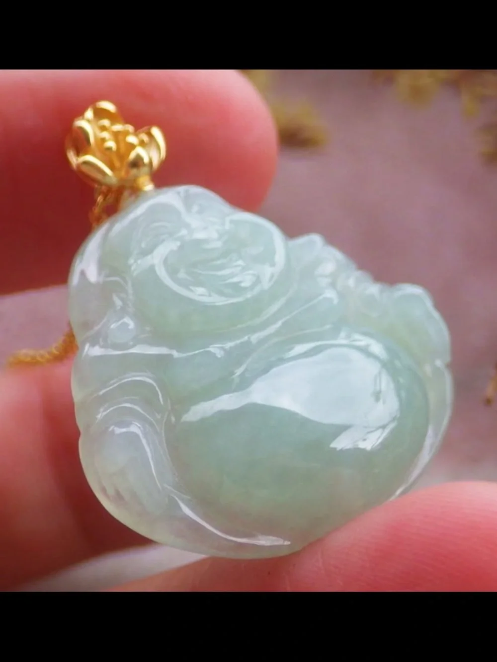 Certificate Sterling silver 925 jadeite Jade green laughing Buddha god pendant